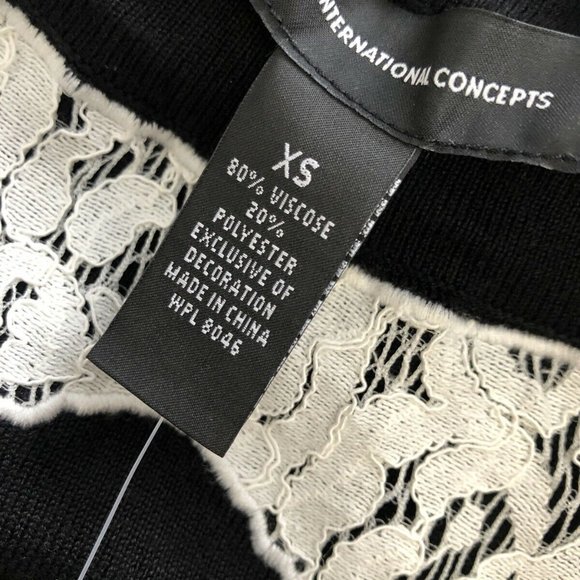 INC Cold Shoulder Lace Trim Pullover Sweater Black - Picture 3 of 3